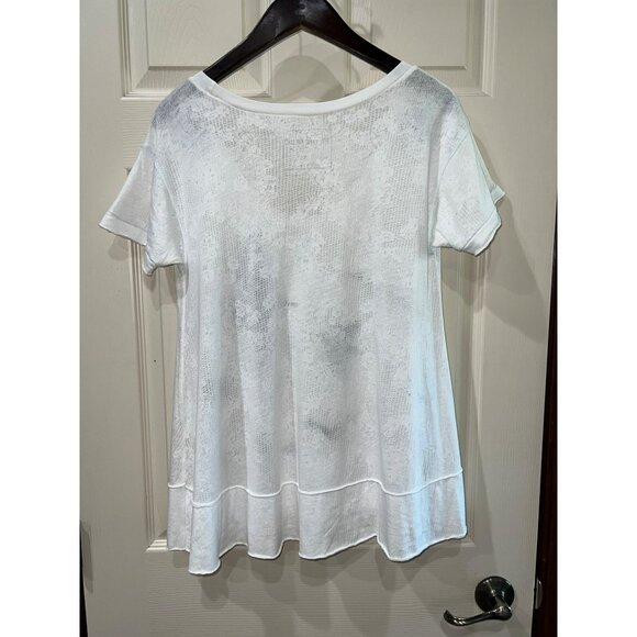 We The Free White Scoop Neck Bird Print Lace Oversized Tee Small - Picture 8 of 8